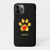 Golden pow met hart in zwart Case-Mate iPhone case (Achterkant)