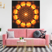 golden power mandala with flower of life symbol canvas afdruk (Insitu (Woonkamer))