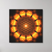 golden power mandala with flower of life symbol canvas afdruk (Voorkant)
