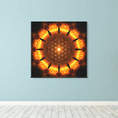 golden power mandala with flower of life symbol canvas afdruk (Insitu (Houten vloer))