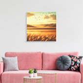 Golden Prairie Sunset Wind – Vintage Canvas Art (Insitu (Woonkamer))