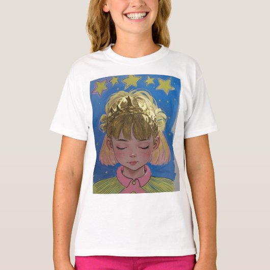 Golden Princess Star Design T-shirt (Voorkant)