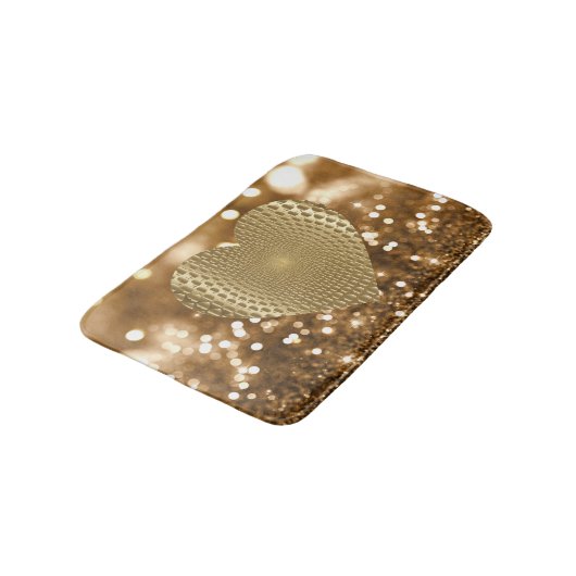 Golden Prismatic Heart Bokeh Faux Glitter Badmat (Gekanteld)