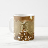 Golden Prismatic Heart Bokeh Faux Glitter Koffiemok (Voorkant links)
