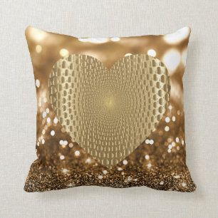 Golden Prismatic Heart Bokeh Faux Glitter Kussen