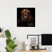 Golden Proud Lion Africa Poster (Thuiskantoor)