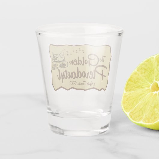 Golden Pterodactyl Tiki Bar Shot Glas (Achterkant)