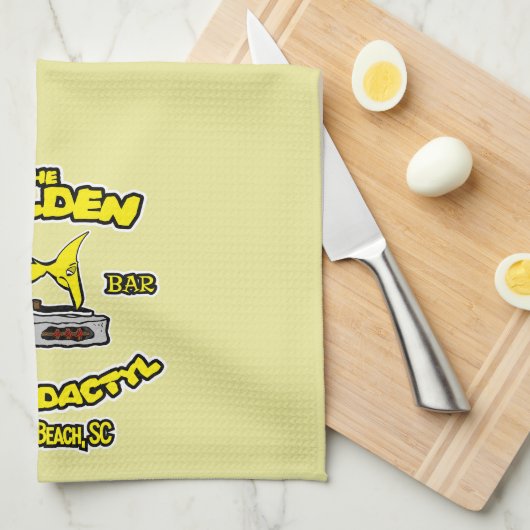 Golden Pterodactyl Tiki Bar Theedoek (Quarter Fold)