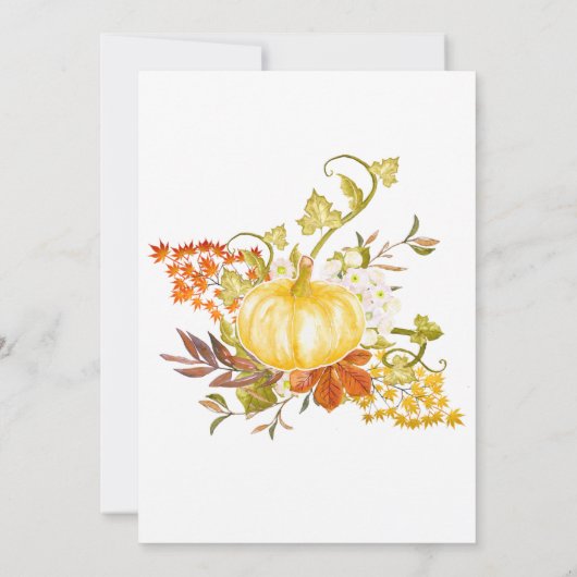 Golden Pumpkin en Fall Leaves Kaart (Achterkant)