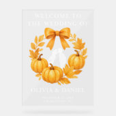 Golden Pumpkin Fall Wedding Welkom Acryl Bord (Voorkant)