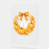 Golden Pumpkin Fall Wedding Welkom Acryl Bord (Hoek)