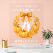Golden Pumpkin Fall Wedding Welkom Acryl Bord (Huwelijk)