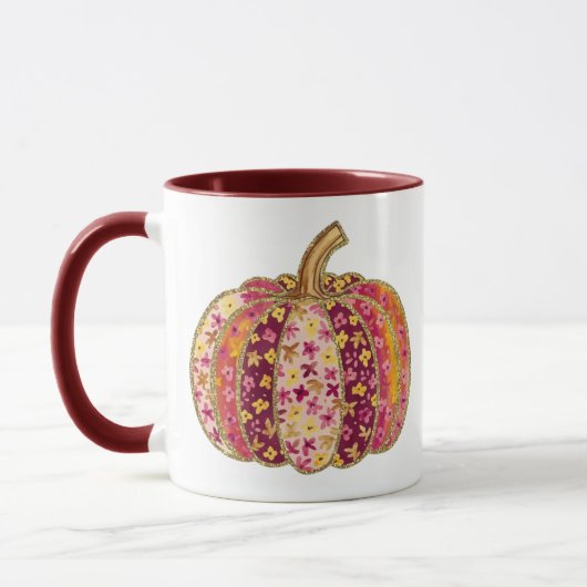 Golden Pumpkin & Floral Delight Coffee Mok (Links)
