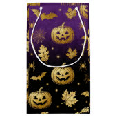 Golden Pumpkin Glow – Elegant Halloween Gift Bag  Klein Cadeauzakje (Achterkant)