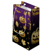 Golden Pumpkin Glow – Elegant Halloween Gift Bag  Klein Cadeauzakje (Achterkant Gekanteld)