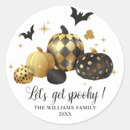 Golden Pumpkin Laten we Spooky Monogram Sticker