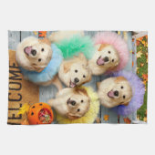 Golden Puppies Trick of Treating Theedoek (Horizontaal)
