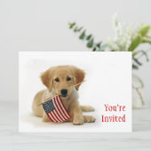 Golden Puppy en Amerikaanse vlag Kaart (Staand voorkant)