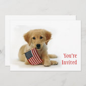 Golden Puppy en Amerikaanse vlag Kaart (Voorkant / Achterkant)