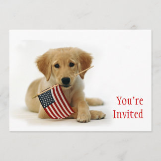 Golden Puppy en Amerikaanse vlag Kaart