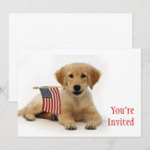 Golden Puppy en Amerikaanse vlag Kaart (Voorkant / Achterkant)