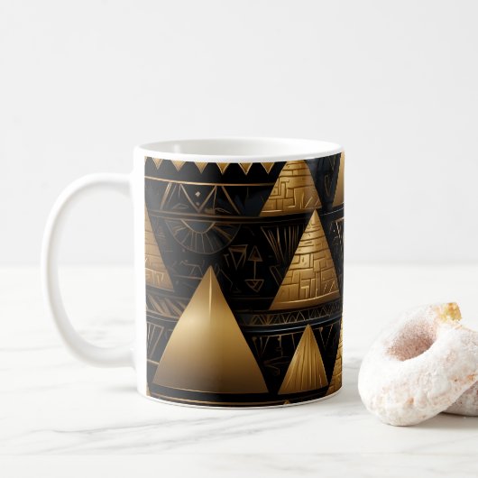 Golden Pyramid Pattern Koffiemok (Met donut)