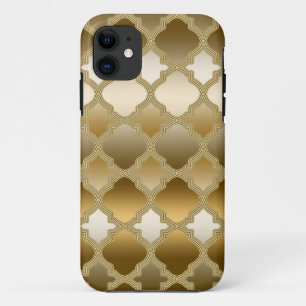 Golden Quatrefoil Moroccan Lattice Pattern iPhone 11 Hoesje