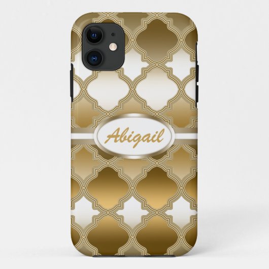 Golden Quatrefoil Moroccan Lattice Pattern Case-Mate iPhone Case (Achterkant)