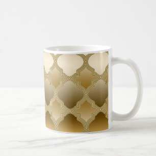 Golden Quatrefoil Moroccan Lattice Pattern Koffiemok