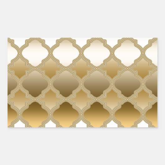 Golden Quatrefoil Moroccan Lattice Pattern Rechthoekige Sticker (Voorkant)