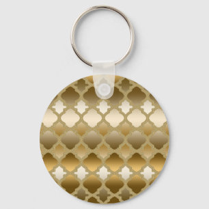 Golden Quatrefoil Moroccan Lattice Pattern Sleutelhanger