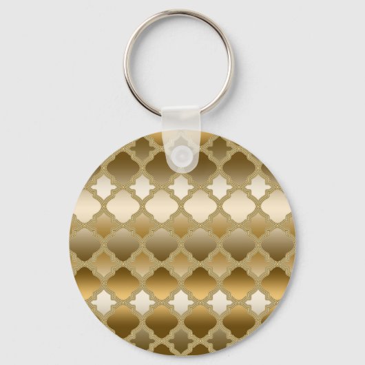 Golden Quatrefoil Moroccan Lattice Pattern Sleutelhanger (Voorkant)