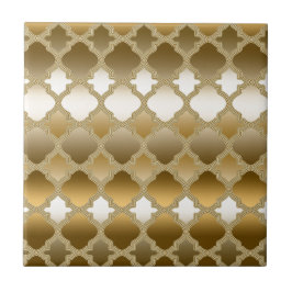 Golden Quatrefoil Moroccan Lattice Pattern Tegeltje