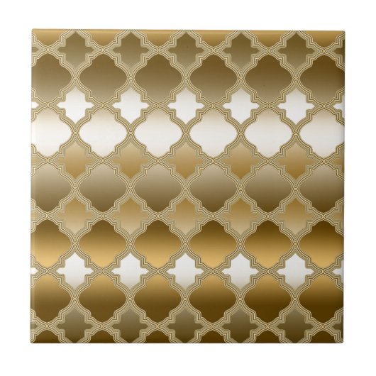 Golden Quatrefoil Moroccan Lattice Pattern Tegeltje (Voorkant)
