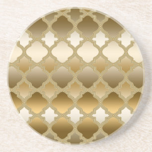 Golden Quatrefoil Moroccan Lattice Pattern Zandsteen Onderzetter