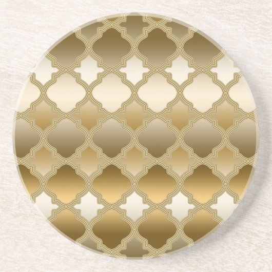 Golden Quatrefoil Moroccan Lattice Pattern Zandsteen Onderzetter (Voorkant)