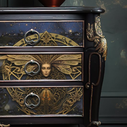 Golden Queen Bee Steampunk Art Nouveau Tissuepapier