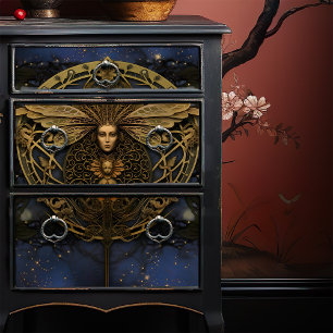 Golden Queen Bee Steampunk Art Nouveau Tissuepapier