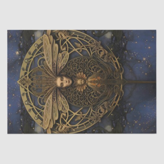 Golden Queen Bee Steampunk Art Nouveau Tissuepapier (Voorkant)