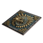 Golden Quetzalcoatl over Mayan Temple Tegel Tegeltje (Zijkant)