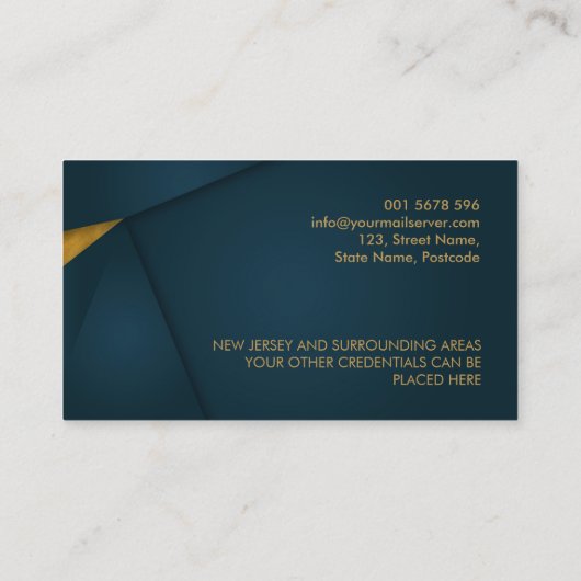 Golden Quill Pen and Geometric Layout Visitekaartje (Achterkant)