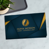 Golden Quill Pen and Geometric Layout Visitekaartje