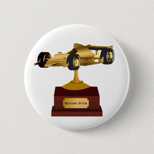 Golden Race Car Trophy Ronde Button 5,7 Cm (Voorkant)