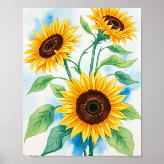 Golden Radiance: een levendige Waterverf van driel Poster (Voorkant)