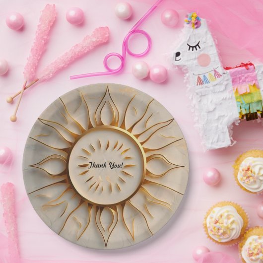 "Golden Radiance Rise" Papieren Bordje (Feest)