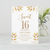 Golden Radiance Sweet 16 Invitation Kaart (Staand voorkant)