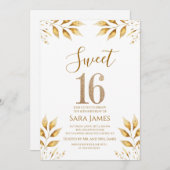 Golden Radiance Sweet 16 Invitation Kaart (Voorkant / Achterkant)