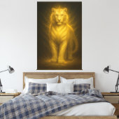 Golden Radiance White Tiger – Premium Fantasy Art Canvas Afdruk (Insitu (Slaapkamer))