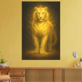 Golden Radiance White Tiger – Premium Fantasy Art Canvas Afdruk (Insitu (Woonkamer))