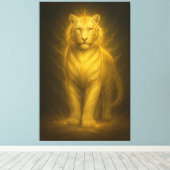 Golden Radiance White Tiger – Premium Fantasy Art Canvas Afdruk (Insitu (Houten vloer))